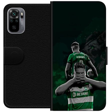 Kompatibelt Lommeboketui til Xiaomi Redmi Note 10S Neonmotiv med teksten "Gaming is in my DNA" på en blå og rød murvegg med en lysende DNA-spiral.