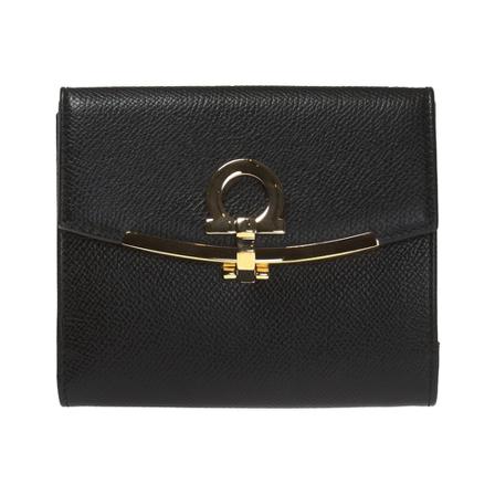 Salvatore Ferragamo Wallet with a decorative clasp , Zwart , Dames , Maat: ONE Size Portefeuilles