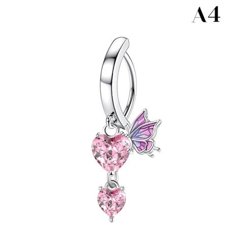 Hjärtformade vingar Rostfritt stål Nos Stud Belly Nipple Ring