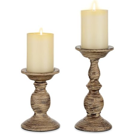 2-pack Vintage Ljusstakar, Distressed Metall Ljusstake Shabby Chic Ljusstativ Bordljusstake
