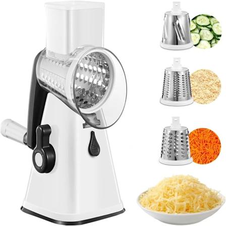 Rotasjonsostrivjern - Ostesaks med håndtak med 3 utskiftbare blader Rotasjonsrivjern. White