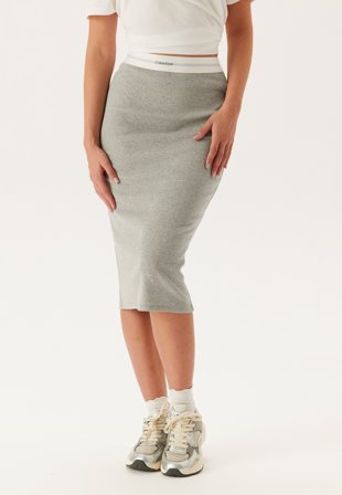 Calvin Klein - Rib Skirt - P7A Grey Heather - Kläder - - Bubbleroom