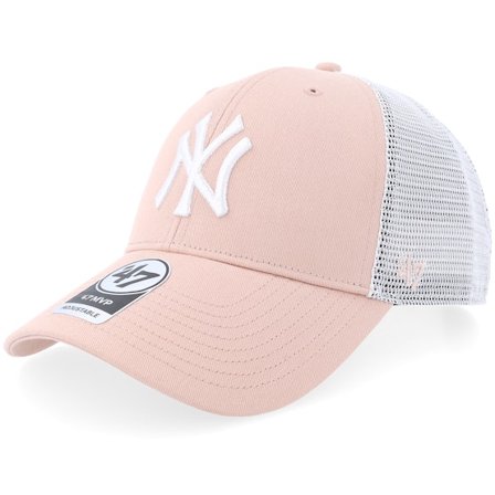 47 Brand - MLB Rød unconstructed Caps - New York Yankees Branson Mvp Dusty Mauve/White Trucker @ Hatstore
