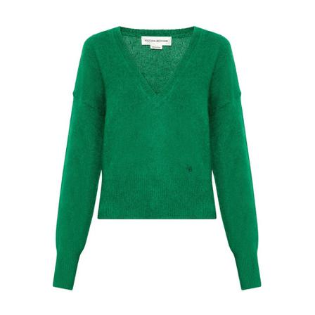 Victoria Beckham V-neck Knitwear , Groen , Dames , Maat: S Truis