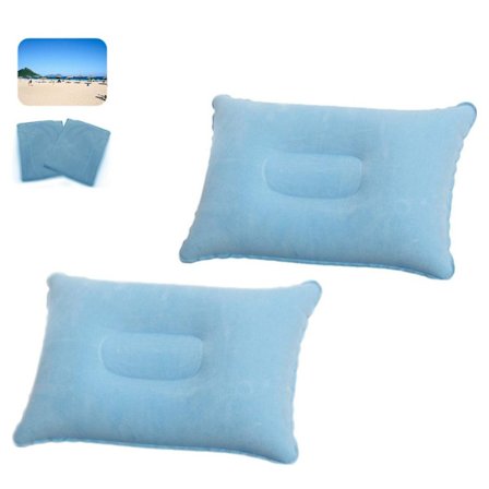 Oppustelige puder 2-pak - Velegnet til kontor, weekendophold, strandferier, teltferier og camping (himmelblå)