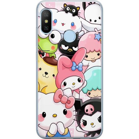 Kompatibelt Mobildeksel til Xiaomi Mi A2 Lite Tett mønster av søte figurer med store øyne i ulike farger og uttrykk med LABUBU-tekst