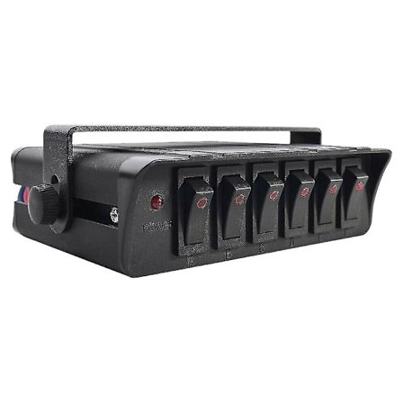 6 Gang On/off Vippekontaktboks Med Rødt LED-lys, 12-24v 80a Kontaktpanel Til Køretøjer B