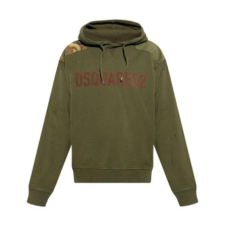 Dsquared2, Hoodie With Logo Groen, Heren, Maat:XL,Katoen,Patches