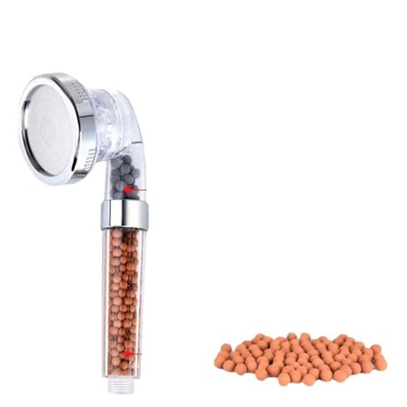 Brusehoved Håndbruser 3 Tilstande med Mineralperler Højtryksbrusehoved Vandbesparende og Pakke med Ekstra Mineralkugler