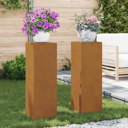 Växtställ 2 pcs Rostig 24 x 24 x 75 cm Väderbeständig stål