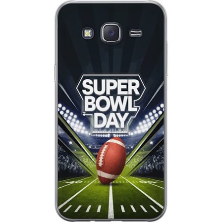 Kompatibelt Mobildeksel til Samsung Galaxy J5 Super Bowl Day plakat med amerikansk fotball på opplyst arena i dramatisk sportsdesign