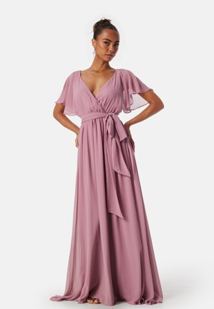 Goddiva - Flutter Chiffon Maxi Dress - Lavender - Kläder - - Bubbleroom
