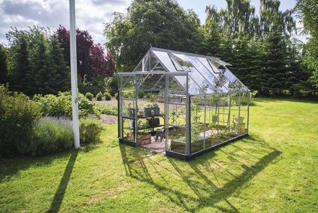 Halls ICON 8 + HR01283 Växthus med fundament, 8,1 m², aluminium, Växthus & orangerier