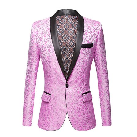 Herre Blomstret Revers Blazer Jakkesæt Print Dinner Smokingjakke