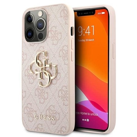 Guess 4G 4G-etui med stor metalllogo for iPhone 13 Pro / 13 6,1" - Rosa