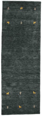 Dywan Wełniany 80X250 Gabbeh Loom Two Lines Ciemnoszary/Zielony Mały
