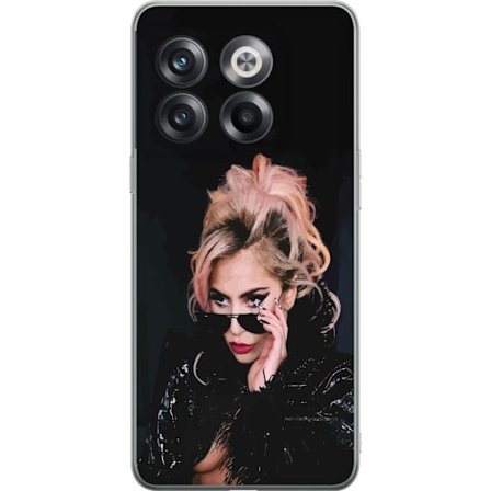 Yhteensopiva Puhelinkuori OnePlus 10T Lady Gagan muotokuva aurinkolaseilla ja dramaattisella meikillä tummassa glamuurityylissä