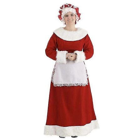 Rouva Joulumuorin essumekko esiliinalla Joulupukin jouluinen aikuisten naisten asu