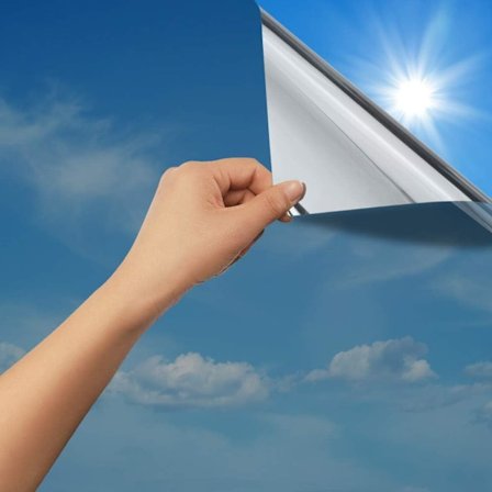 Enkelriktad Spegeleffekt Självhäftande Fönsterfilm för Glas Anti-Värme Spegelpapper Enkelriktad Spegel Mörkläggningsfilm Anti UV Solskydd Silver 