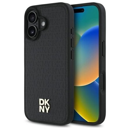 DKNY Toista kuvio Stack Logo MagSafe iPhone 16 Kotelo - Musta
