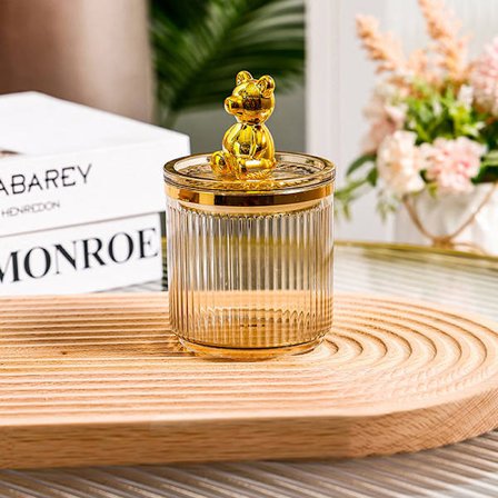 e Bear Bomullsdyna Hållare Bomullspinne Stång Förvaringsbox Kosmetika