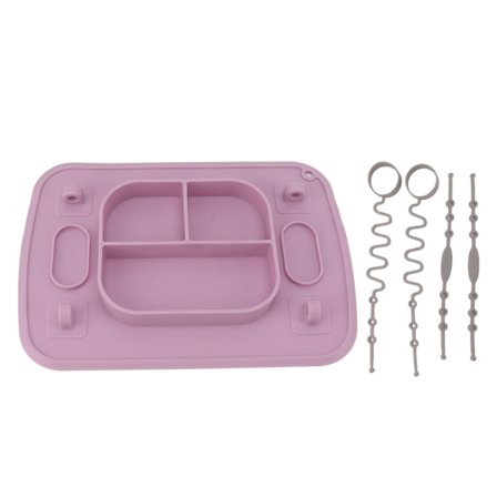 Silikone Sugebrikke 4 Legetøjsremme Opvaskemaskine Sikker Delt Tallerken til Spædbørn Småbørn Børn Lilla