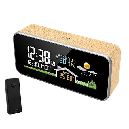 Fanju Værstasjon i Tre Vekkerklokke Innendørs Utendørs Digitalt Termometer Hygrometer Trådløs LCD-Skjerm Værvarsel