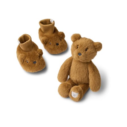 LIEWOOD Basim Bear Baby Plush Gift Set Golden Caramel 16/17, Børn & Forældre, Legetøj, Krammedyr