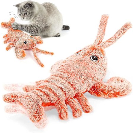 Flappende Hummer Legetøj Til Katte Og Hunde, Blødt Kat Tygge Kicker Legetøj, Bevægelsesaktiveret Bevægeligt Kattelegetøj Med Catnip Pakker, USB 