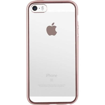 COLORBLOCK Colorblock puolijäykkä kotelo - iPhone 5 / 5S / SE:lle - Läpinäkyvä ja vaaleanpunainen ääriviiva