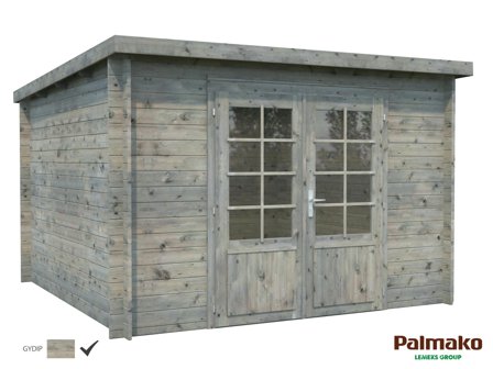 Palmako Ella Stuga 9 m²/inv. 8,7 m², utan golv, grå, impr., Stugor & förråd