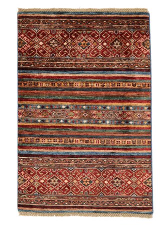 Hand Knotted Shabargan Rug 84X124 Dark Red/Black
