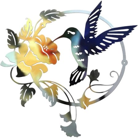 Fuglesiluett i metall, metallveggkunst, rund veggoppheng C