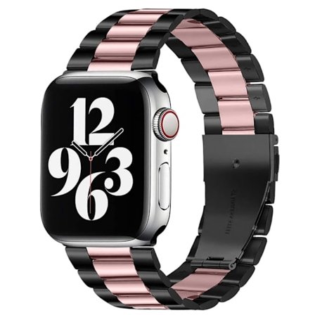 Apple Watch (45 mm) klockarmband i rostfritt stål - Svart / Rosa