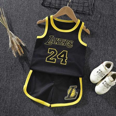 Sportsbasketballtrøye for barn Lakers nr. 24 svart gull - Perfet I24 90cm