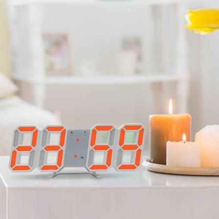 LED digital veggklokke veggdekor glødende nattmodus justerbar elektronisk bordklokke veggklokkedekorasjon stue LED-klokke [dB} Orange