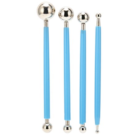 4 stk Kake Metallkule Dotting Skulptur Modellering Verktøysett for Kake Fondant Dekorasjon