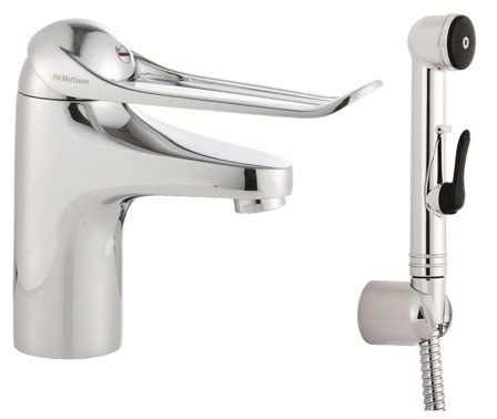 FM Mattsson 8067-4000 Tvättställsblandare lång spak, med sidodusch, Badrum
