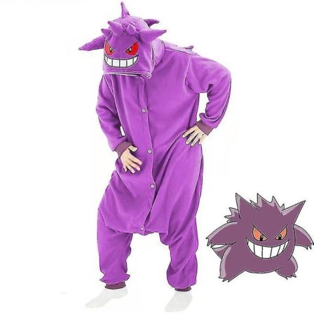 Gengar Onesie Pyjamas Halloween Jul Ensfarget Kigurumi for Menn Kvinner - WELLNGS M