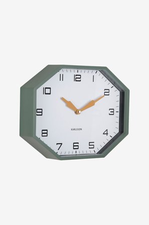 Karlsson - Veggklokke Modern Factory Octagon - Grønn - Veggklokker & bordklokker - Fra Homeroom