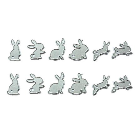 2 sett med 12 stk karbonstål skjæremal Mini kanin skjæremal Tegneserie kanin kuttesjablonger Påske papir maskin etsning skjæremal form Nydelig