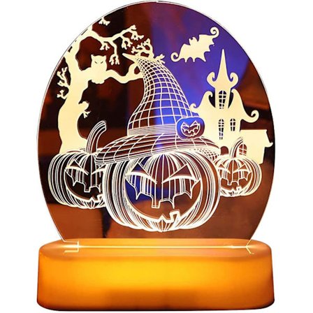 Halloween-koriste, Halloween-pöytävalaisin - Pumpkin 3D LED-valot pöytävalaisin, tab