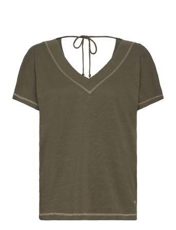 Mmmandy V-Neck Tee Tops T-shirts & Tops Khaki Green MOS MOSH