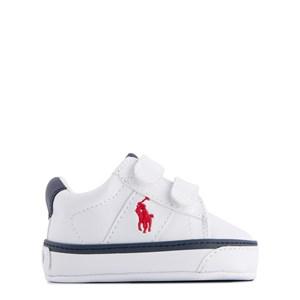 Kids - Ralph Lauren Sayer EZ Layette Branded Crib Shoes White Tumbled/Navy w/ Red PP 16 EU - Trainers - 16 EU - White