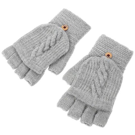 Varme Fingerløse Konvertible Hansker Dame Grå Klaffvotter 4 Par