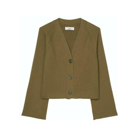Marc O'Polo Crop-V-Neck-Vest , Groen , Dames , Maat: M