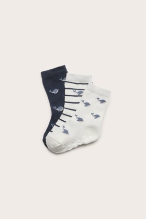 Newbie | 3-pk. hvalmønstrede sokker | Offwhite