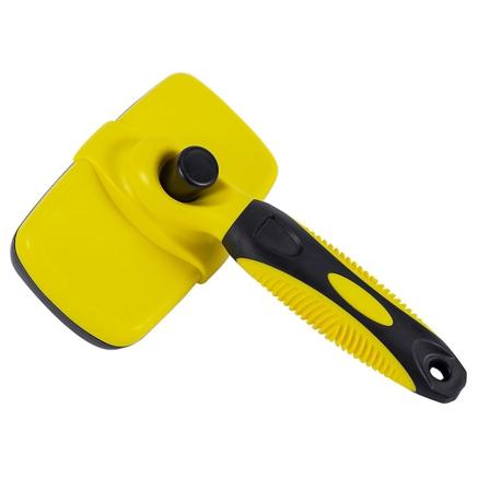 Kattebørste, selvrensende glatt børste for hunder og katter, kjæledyrpleiebørste for kort og langt hår, avfellingverktøy, 1 stk (d-) yellow