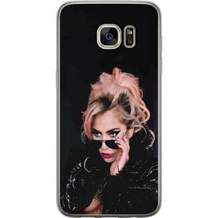 Yhteensopiva Puhelinkuori Samsung Galaxy S7 edge Lady Gagan muotokuva aurinkolaseilla ja dramaattisella meikillä tummassa glamuurityylissä