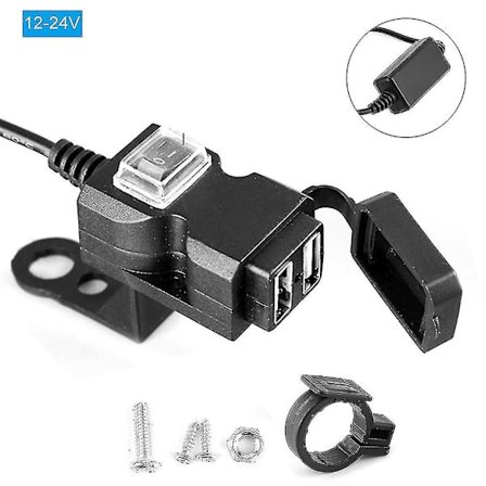 12V Dubbel USB-port Motorcykel Laddare Vattentät Styre Laddare 5V 1A / 2.1A Adapter Telefon Strömuttag 12-24V
